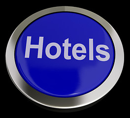 Image showing Blue Hotel Button For Travel And Room