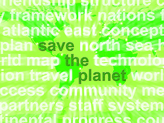 Image showing Save The Planet Words In Green Showing Recycling And Eco Friendl