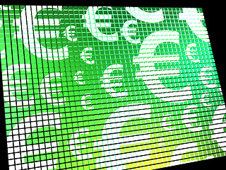 Image showing Euro Symbols On Computer Screen Showing Money And Investment