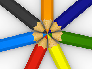Image showing Centered color pencils