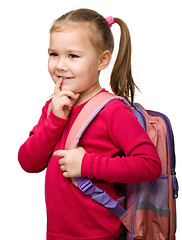 Image showing Portrait of a cute schoolgirl with backpack