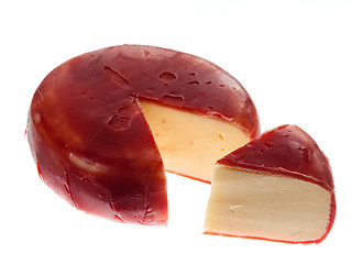 Image showing Round wax covered dutch edam gouda cheese