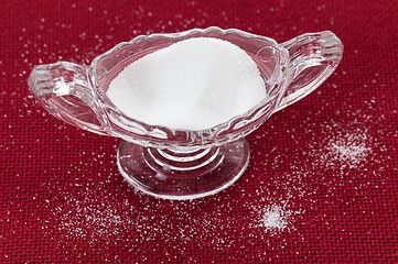 Image showing Cut glass bowl full of table salt