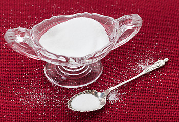 Image showing Cut glass bowl full of table salt