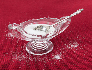 Image showing Cut glass bowl full of table salt