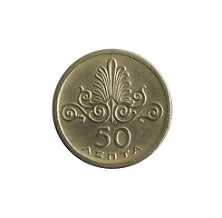 Image showing Old Greek 50 lepta coin. Avers