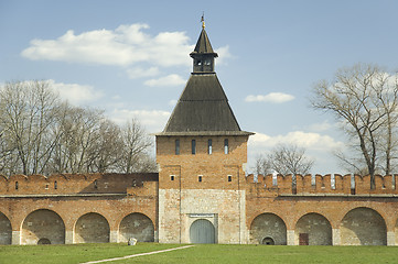 Image showing Kremlin wall with tower in Tula. Russia