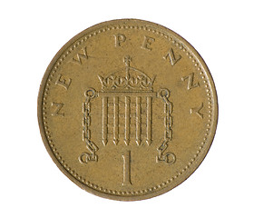 Image showing One penny. Coin on white background