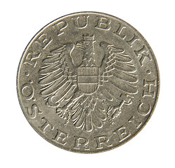 Image showing Old Austrian 10 Schilling coin. Revers. 1975.