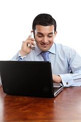 Image showing Businessman discussion on telephone