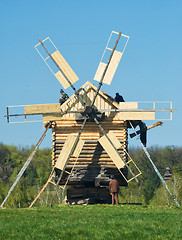 Image showing Old wooden windmill