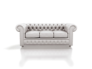 Image showing White leather sofa