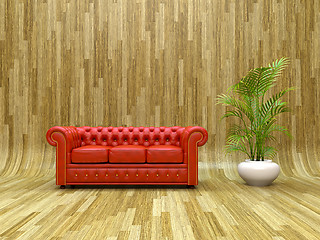 Image showing Red leather sofa