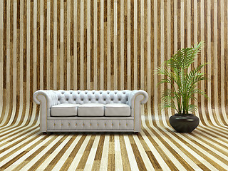 Image showing White leather sofa