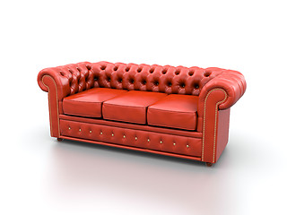 Image showing Red leather sofa.