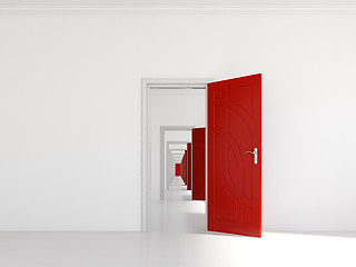 Image showing Hallway with many doors