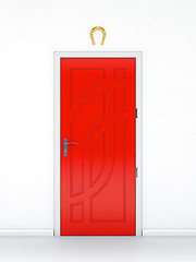 Image showing Red door and the golden horseshoe