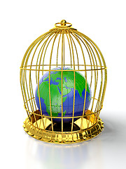 Image showing Earth in golden cage