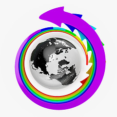 Image showing Earth with rainbow arrows