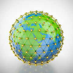 Image showing Earth in golden cage