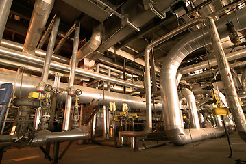 Image showing Equipment, cables and piping as found inside of  industrial powe