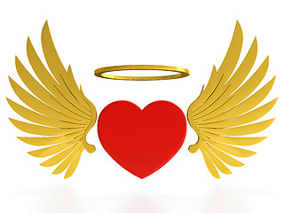 Image showing Heart with wings