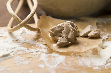 Image showing Baker's yeast on wooden board