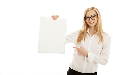 Image showing young succsessfull business woman isolated on white background