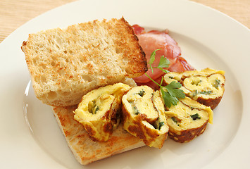 Image showing Sliced Rolled Omelette