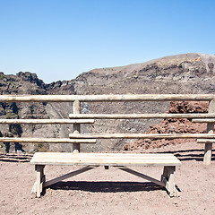 Image showing Bench in front Vesuvius crater