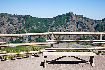 Image showing Bench in front Vesuvius crater