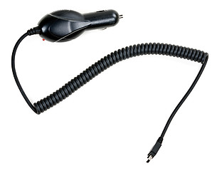 Image showing black power cable to the phone car