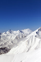 Image showing Snowy mountains. Caucasus Mountains, Georgia, Gudauri. 