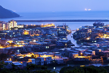 Image showing Tai O fishing village at night in Hong Kong
