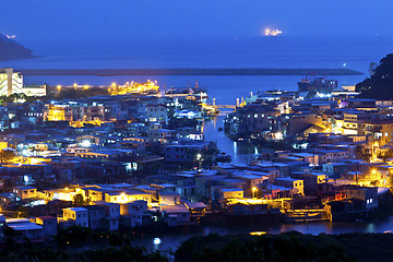 Image showing Tai O fishing village at night in Hong Kong