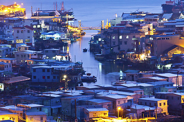 Image showing Tai O fishing village at night in Hong Kong