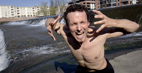 Image showing Angry man shouting at camera.