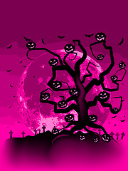 Image showing Halloween Tree with Bats and Pumpkins. EPS 8