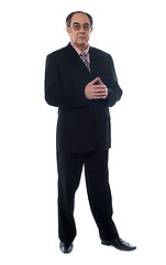 Image showing Full length view of elder businessman posing