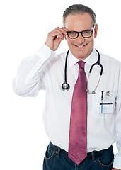 Image showing Mature medical professional, indoors studio shot