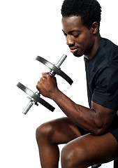 Image showing Confident young man working out