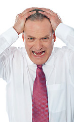 Image showing Portrait of businessman expressing frustration