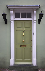 Image showing Green front door