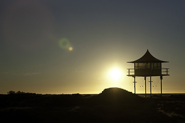 Image showing surf life savers lookout sunset