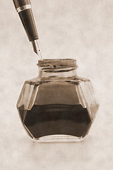 Image showing Inkwell and fountain pen