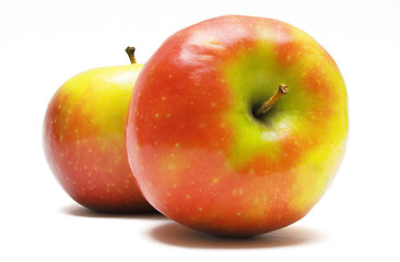 Image showing Two Red-Yellow Apples in a Row