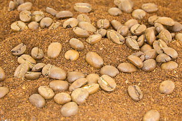 Image showing Coffee powder with coffee beans