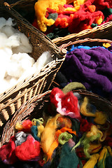 Image showing Wool in baskets