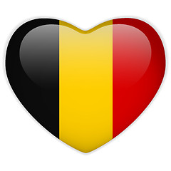 Image showing Belgium Flag Heart Glossy Button