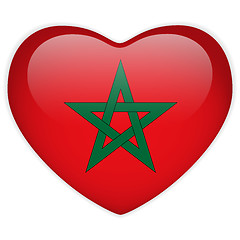 Image showing Morocco Flag Heart Glossy Button